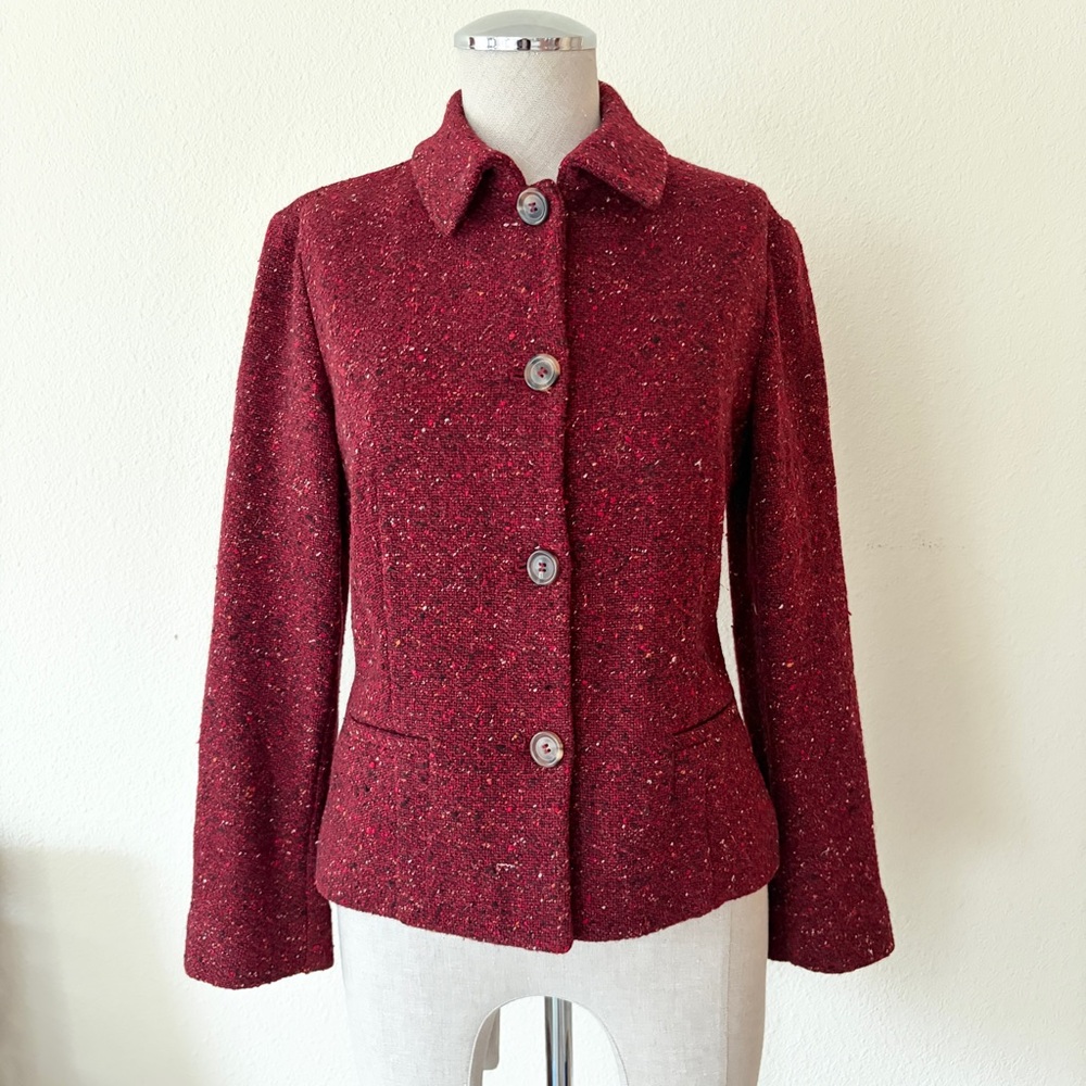 Piazza Sempione Red Tweed Blazer Jacket Made in Italy